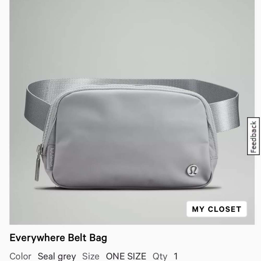 NWT lululemon everywhere belt bag seal grey